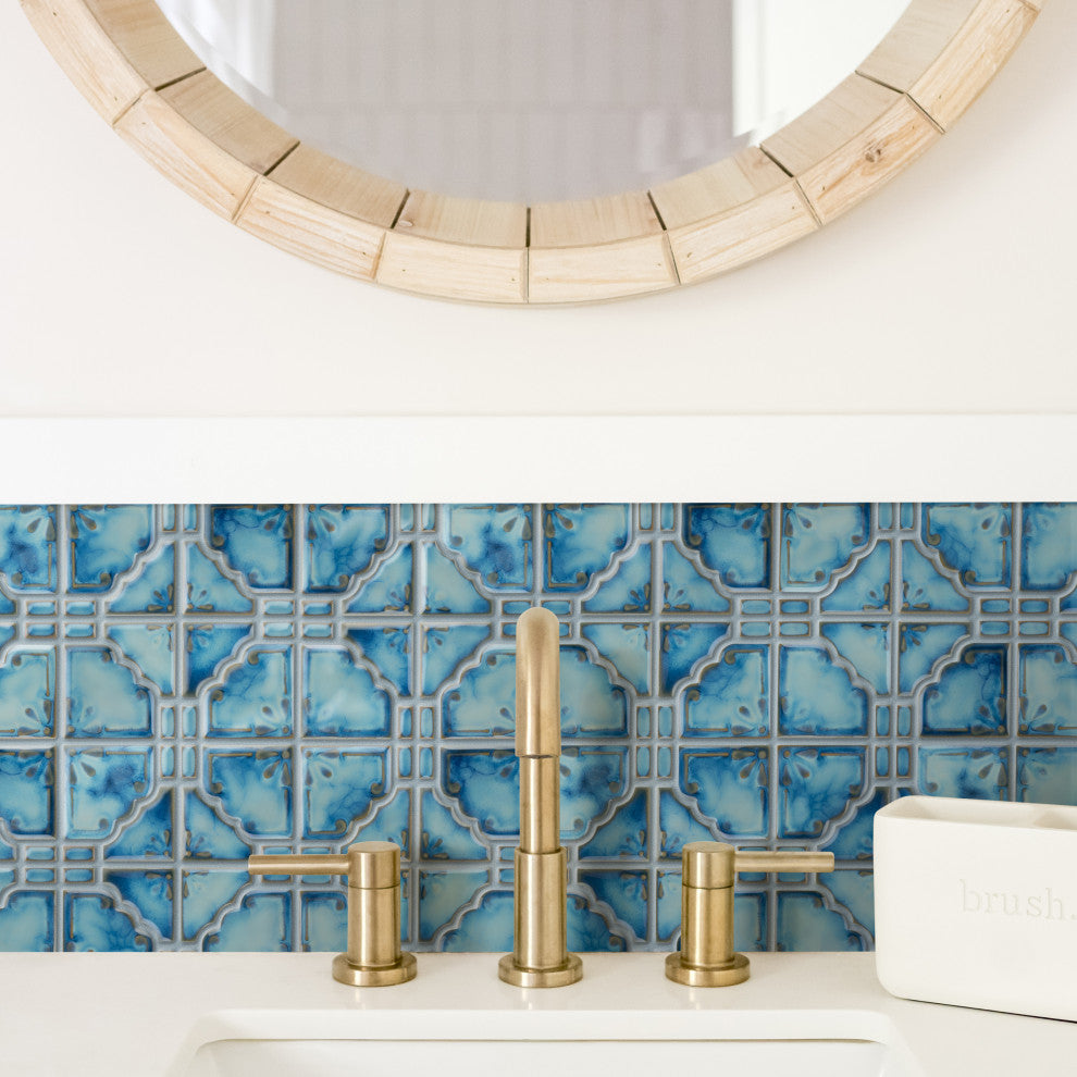 Hudson Moonbeam Porcelain Mosaic Floor and Wall Tile, Marine