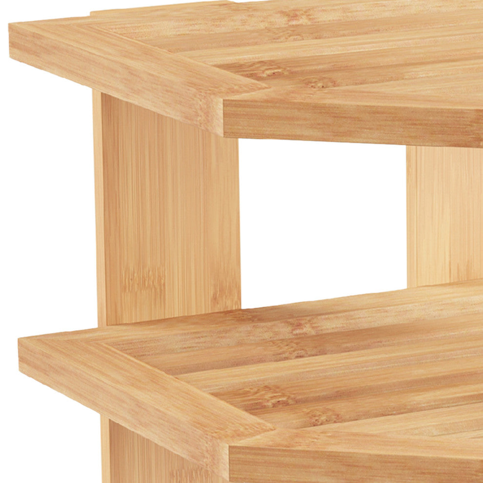 3-Tier Bamboo Corner Shelf for Kitchen or Bathroom Cabinet