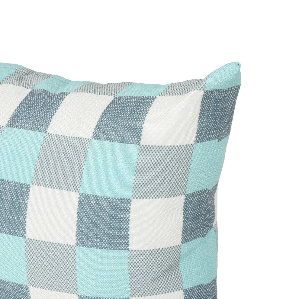 GDF Studio Raylan Indoor Rectangular Throw Pillow, Blue/White Plaid, Single