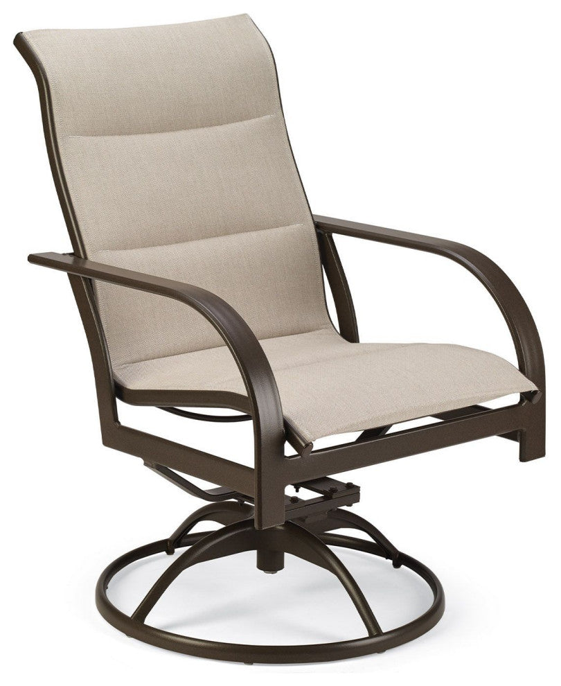 Key West Padded Sling High Back Swivel Rocker Dining Chair