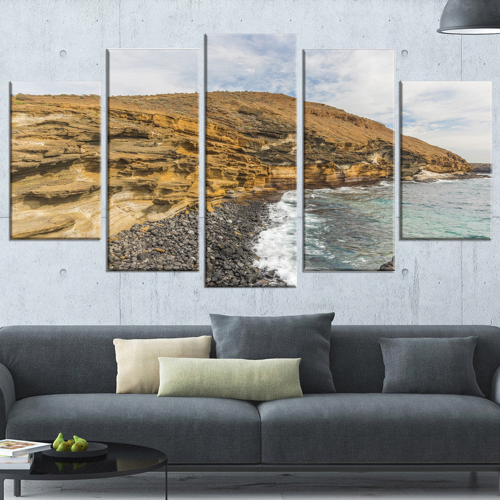 "Peninsula Going Beyond The Horizon" Seascape Wall Art, 5 Panels, 60"x32"