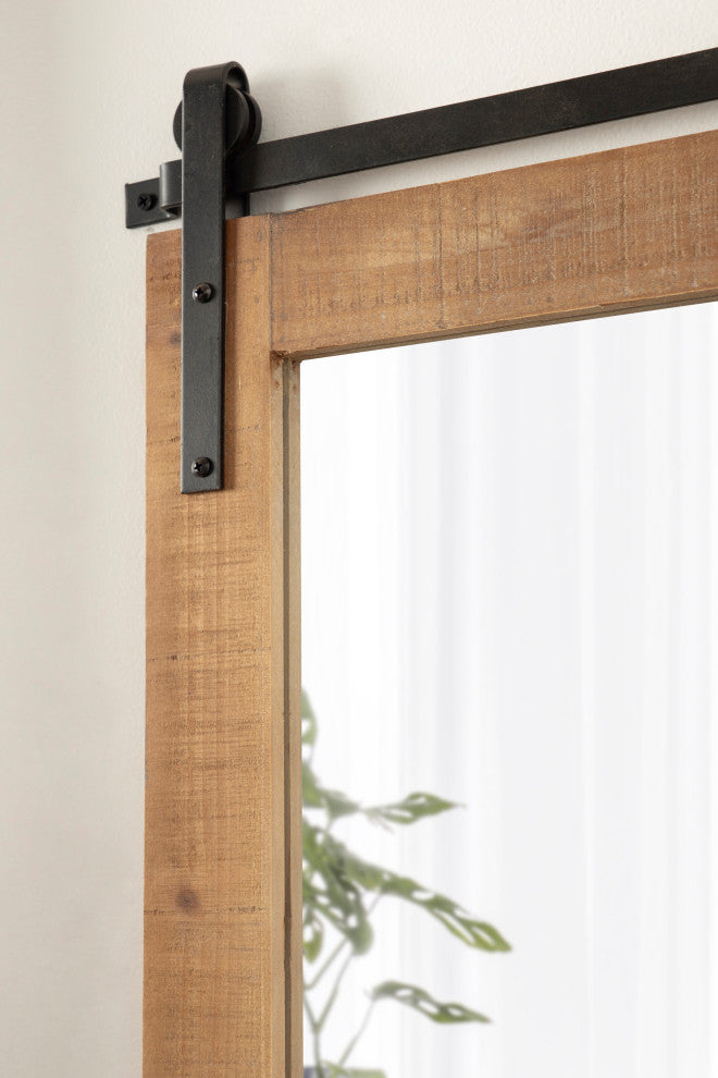 Cates Framed Wall Mirror with Shelf, Rustic Brown 24x31