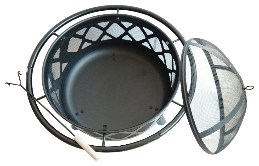 30" Outdoor Round Steel Wood Burning Fire Pit