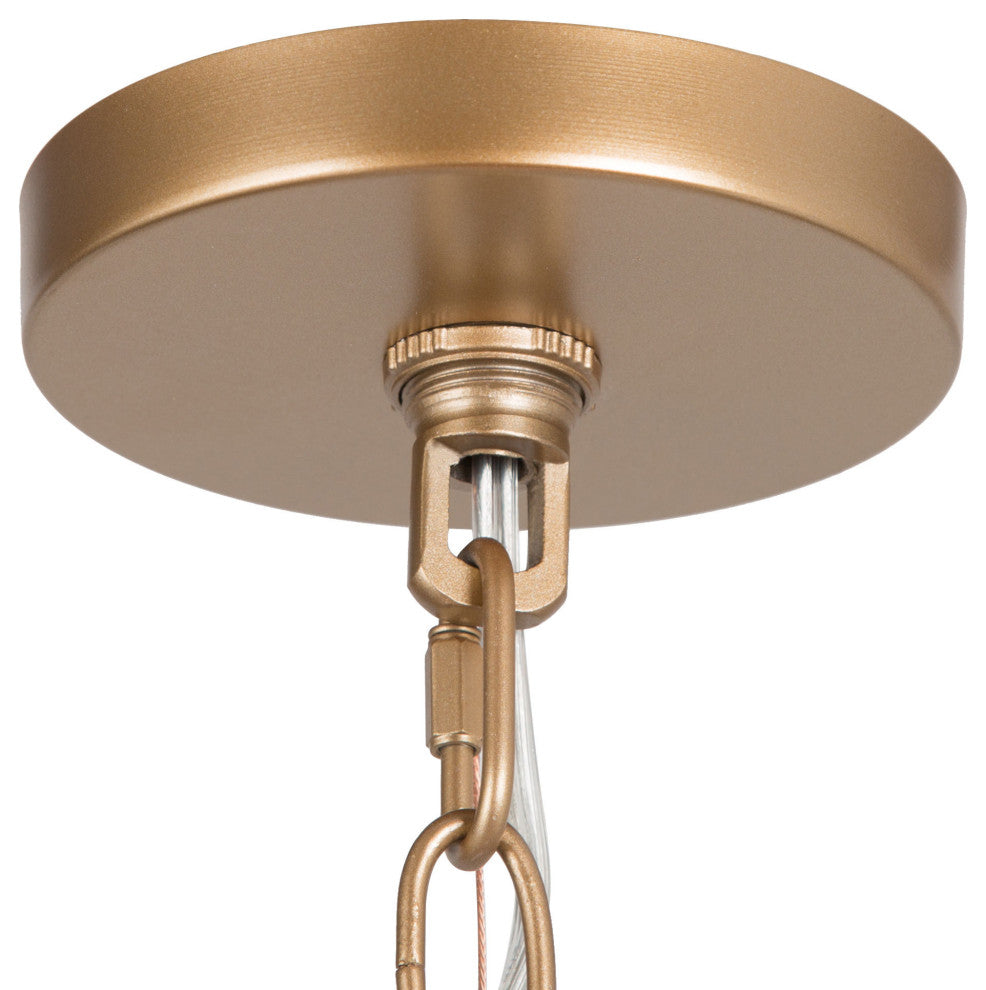 LALUZ 6-Light 27" Gold and Frosted Glass Mid Century Globe Chandelier