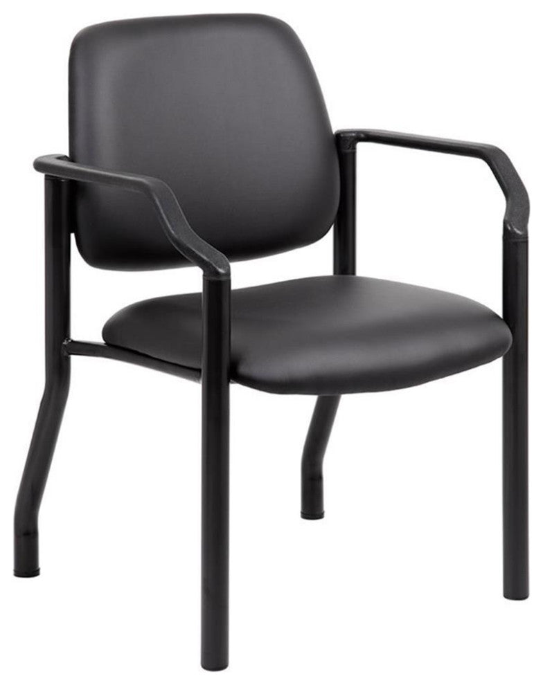 Boss Office Big and Tall Faux Leather Guest Chair in Black