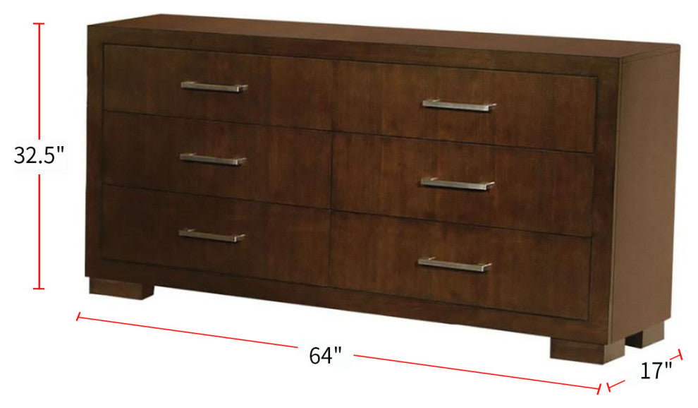 6 Drawers Wood Dresser, Cappuccino