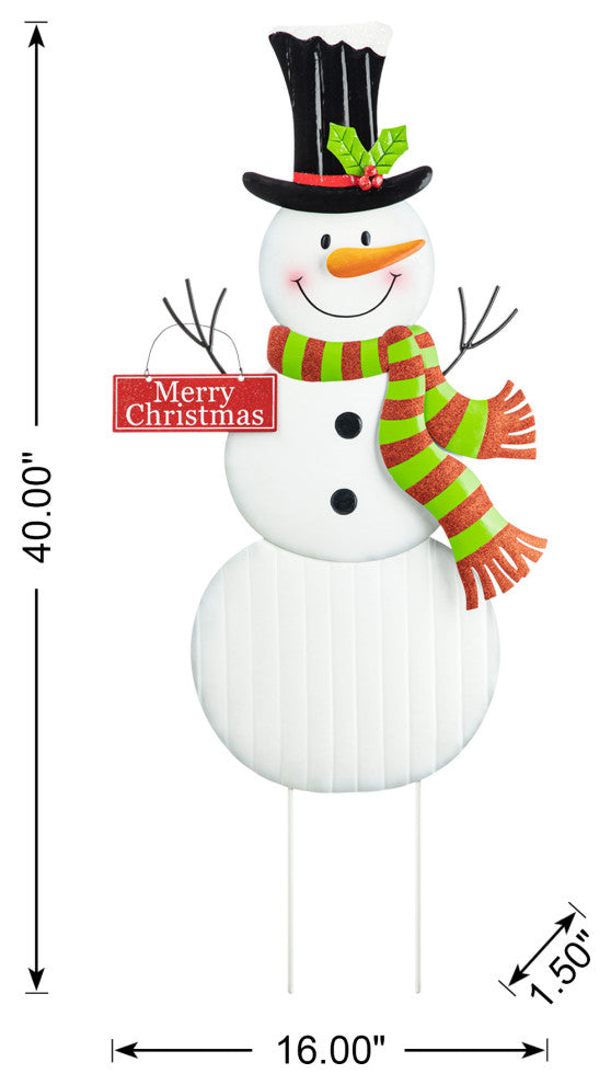 40"H Metal Snowman Yard Stake
