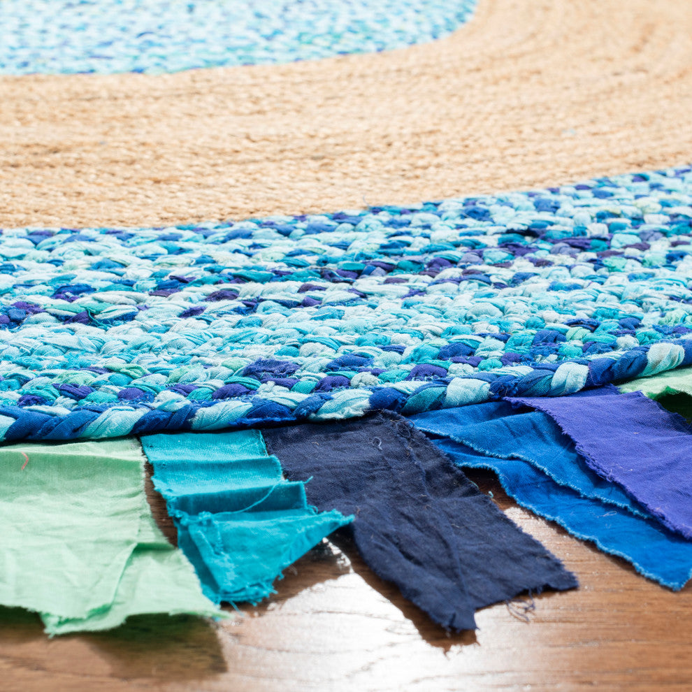 Safavieh Cape Cod Collection CAP701 Rug, Turquoise/Natural, 3' Round