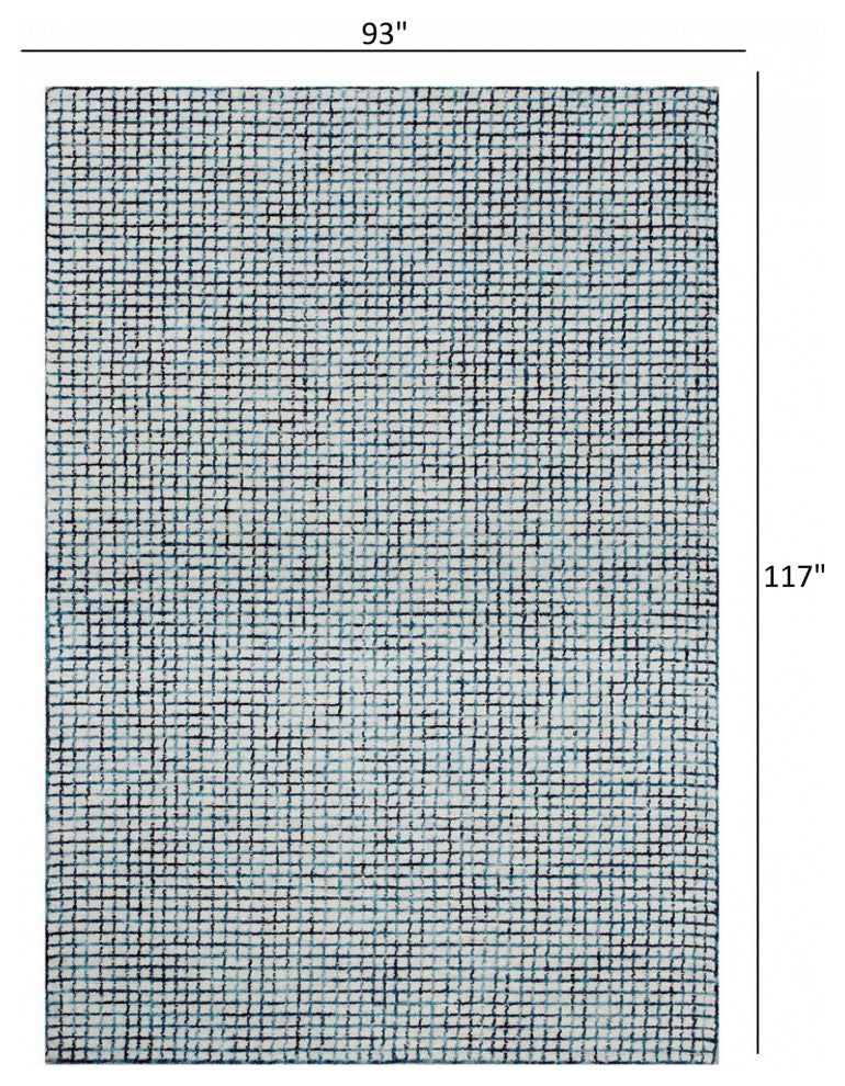 8" x 10" Navy and Ivory Grids Area Rug