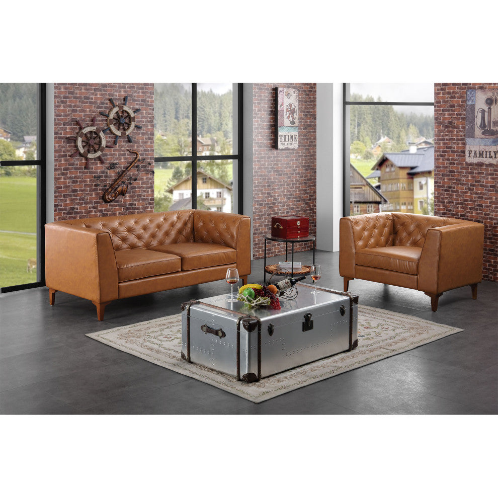 Olliver Modern Chesterfield Leather Armchair