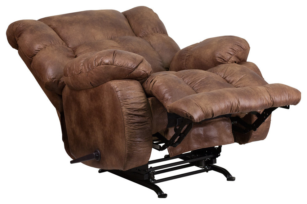 Contemporary, Breathable Comfort Padre Fabric Rocker Recliner, Almond