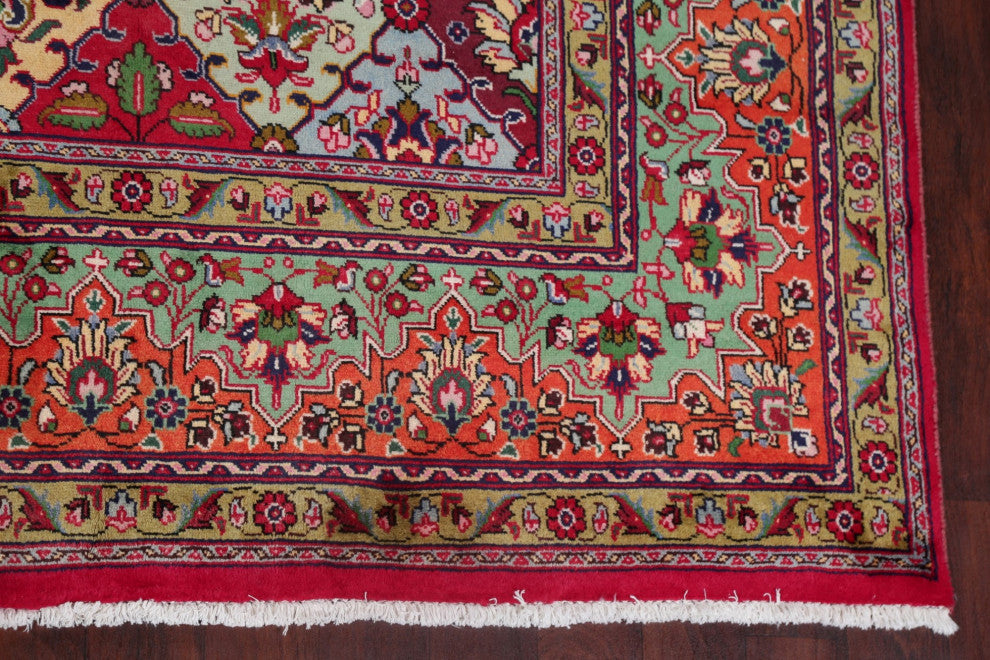 Consigned, Tabriz Traditional Hand-Knotted Patchwork Persian Area Rug, 9x13
