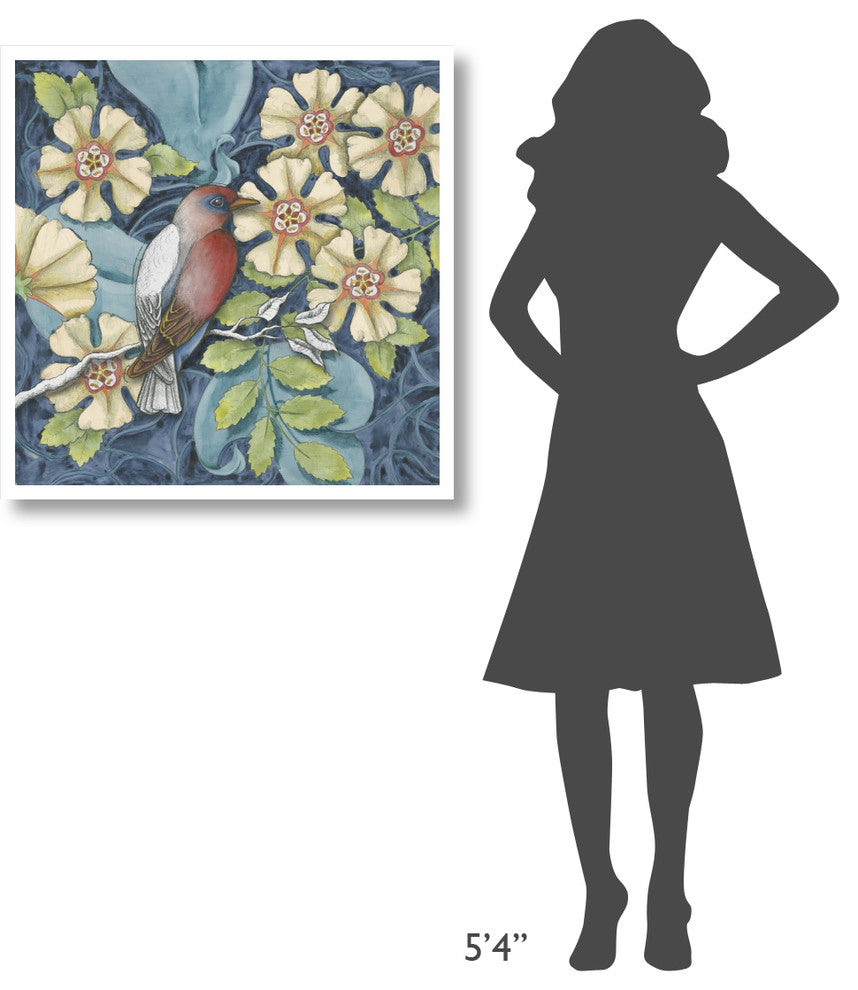 "Arts and Crafts Bird I" Digital Paper Print by Elyse DeNeige, 32"x32"