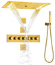 Led Mist Rainfall Shower System and Handheld Shower, Brushed Gold