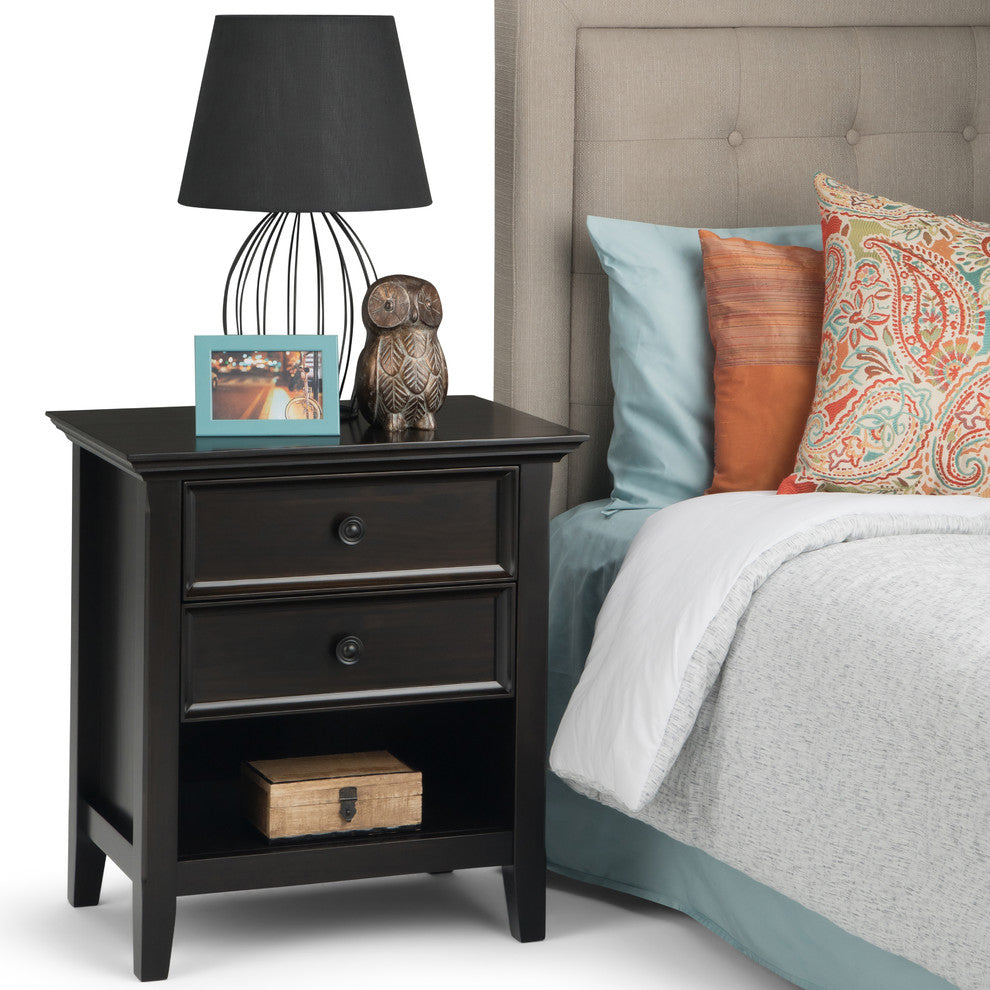 Amherst Solid Wood 24 Inch Wide Bedside Nightstand Table In Hickory Brown