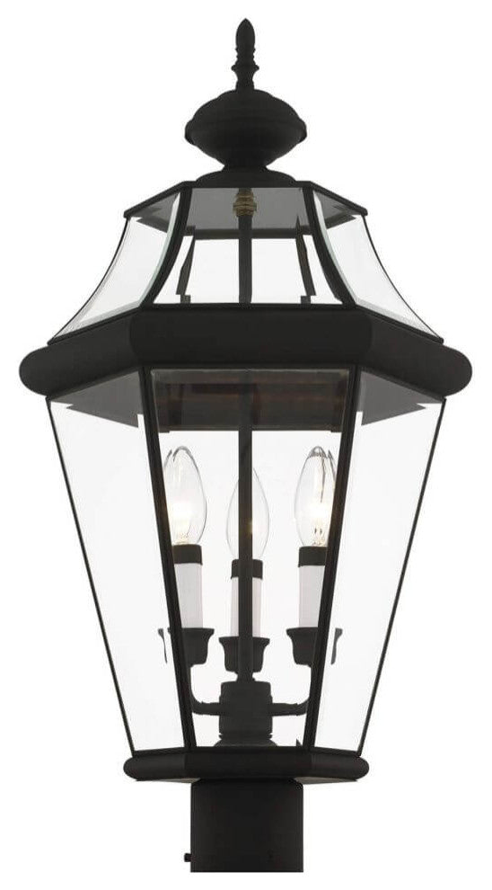 Livex Georgetown 3 Light 23" Tall Outdoor Post Lantern, Black