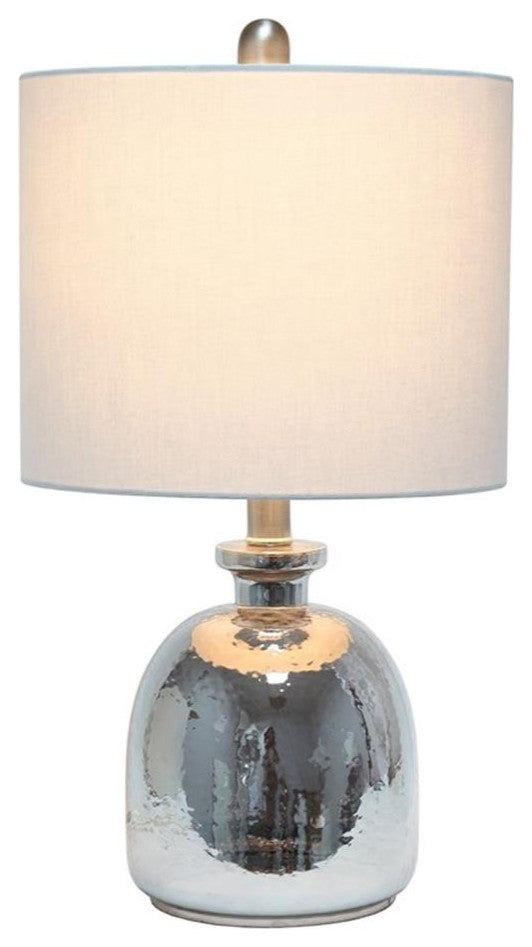 Elegant Designs Silvery Glass Table Lamp with Light Gray Shade