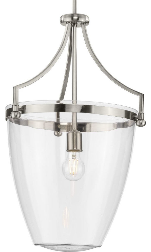Parkhurst Collection One-Light Brushed Nickel Clear Glass Pendant Light