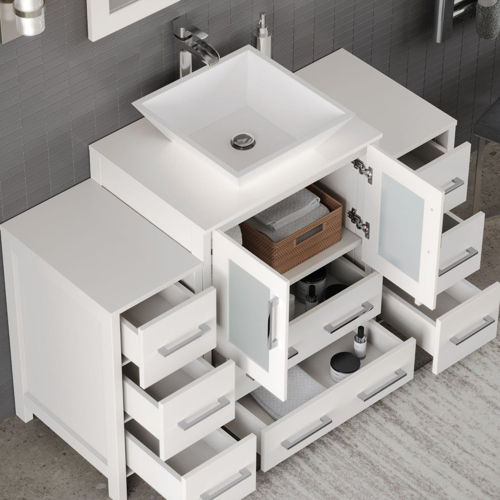 Sinclair 48" Single Bathroom Vanity with Engineered Marble Top with Mirror