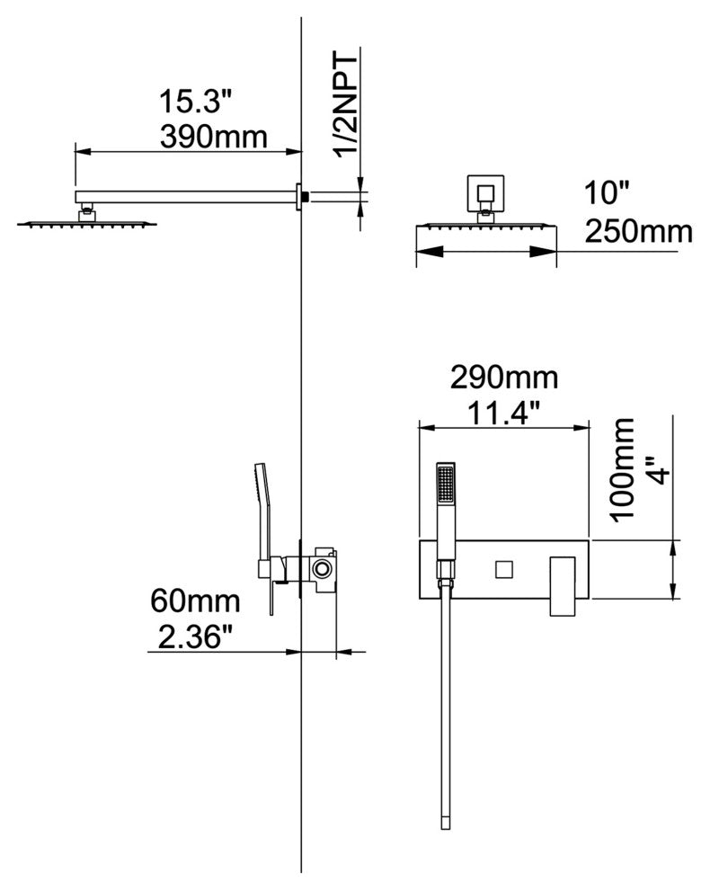 Pressure Balanced Shower System with Rough-In Valve & 10Inch Showerhead, Brushed