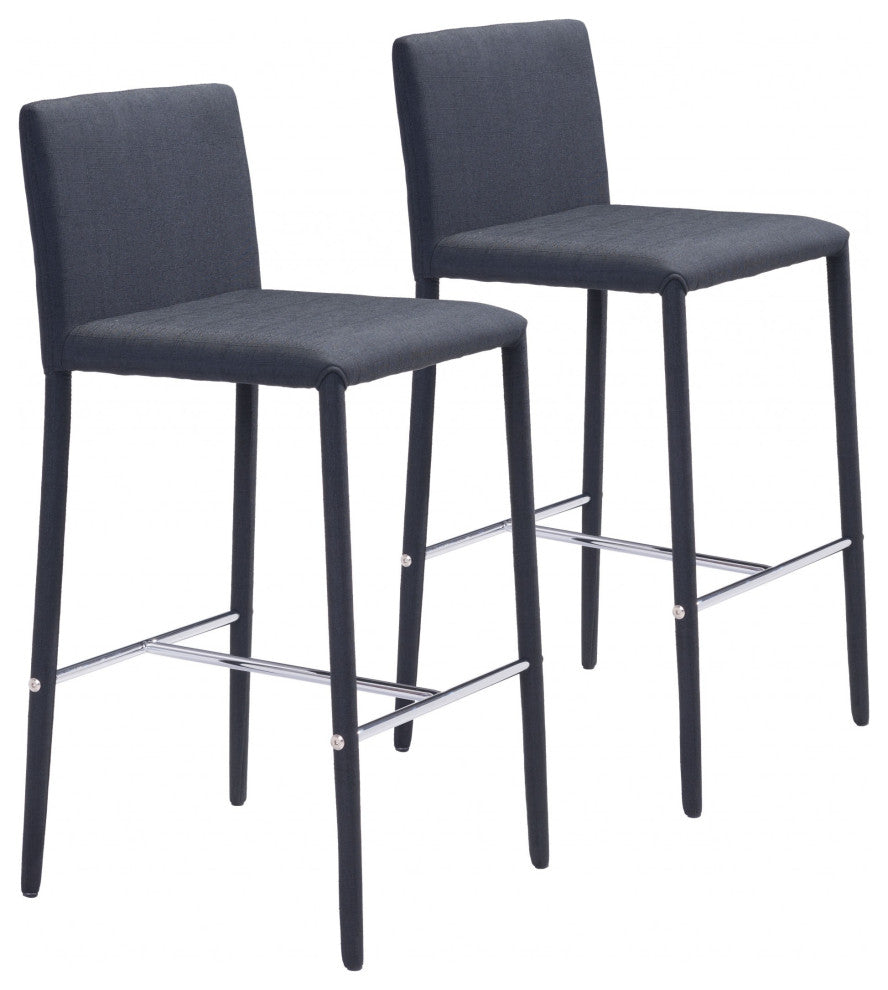 Set of Two Black Restaurant Quality Sleek Bar Chairs