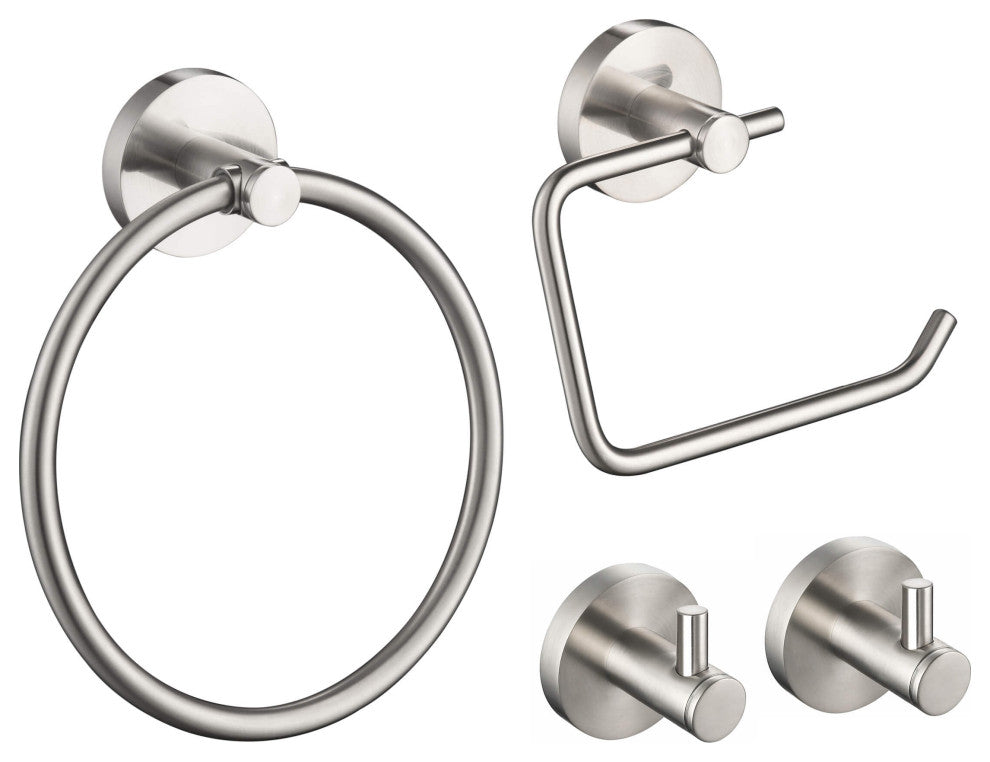 Circular 4-Piece Bathroom Hardware Set, Brushed Nickel