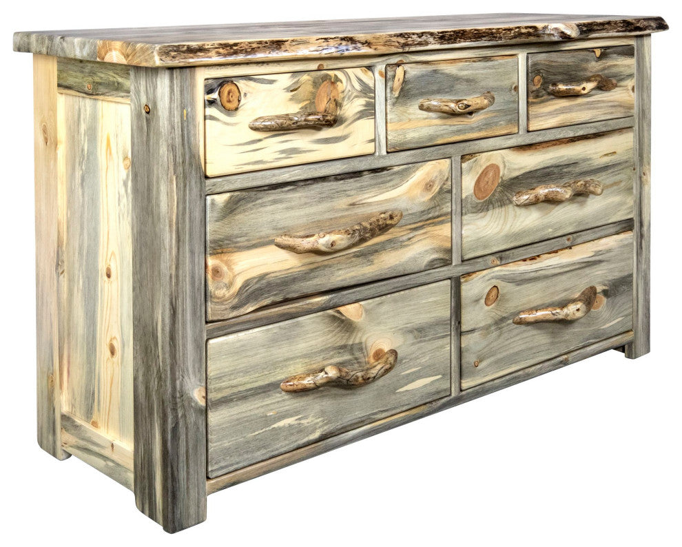 Big Sky Collection Live Edge 7 Drawer Dresser, Natural
