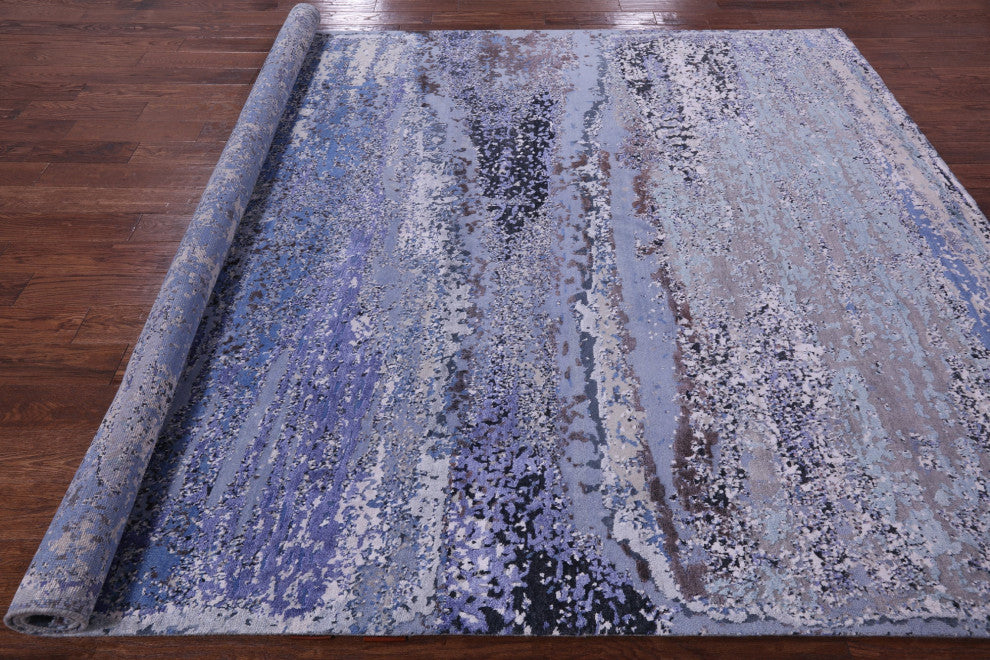 Wool & Silk Modern Hand Knotted Rug 7' 11" X 10' 2" - Q14877