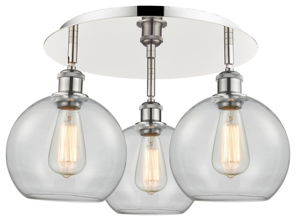 Innovations Athens 3 19.75" Flush Mount Polished Nickel