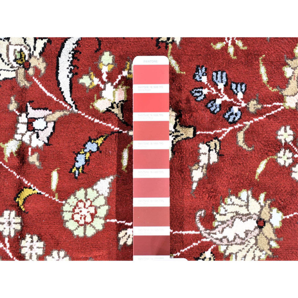 Rust Red, Kashan, 250 KPSI Silken Hand Knotted Oversized Rug, 12'1"x18'1"