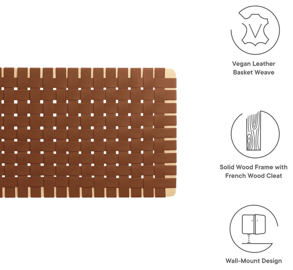 Sparta Weave Vegan Leather Full Headboard, Natural Brown