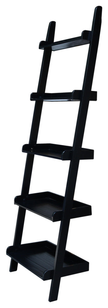 Lean To Shelf Unit, With 5 Shelves, Black