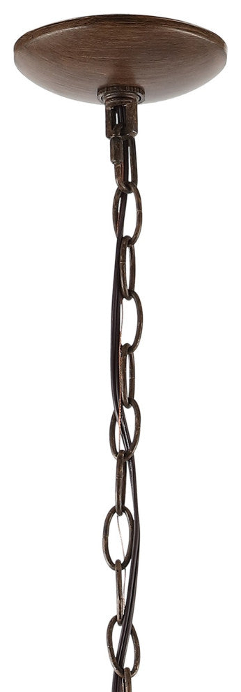 Victoria 29" 6-Light Rustic Midcentury Iron LED Chandelier, Brown