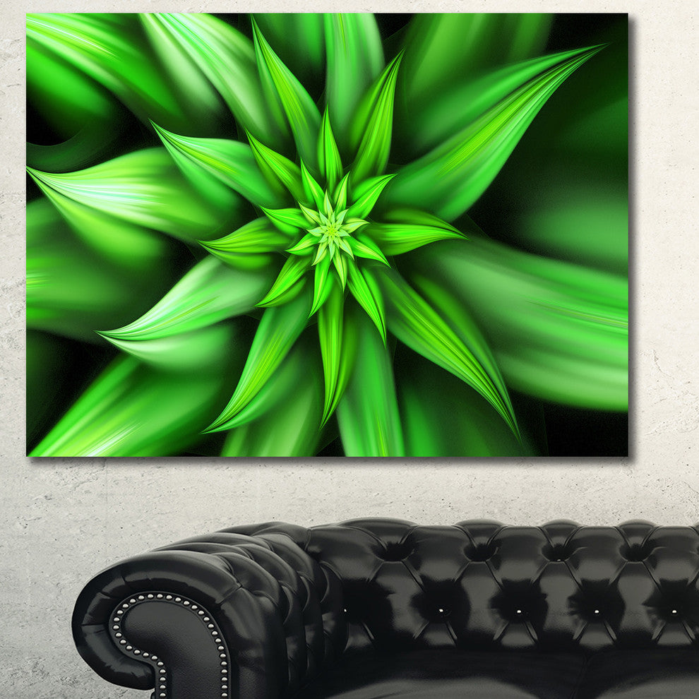 Exotic Green Flower Petals, Floral Canvas Art Print, 40"x30"