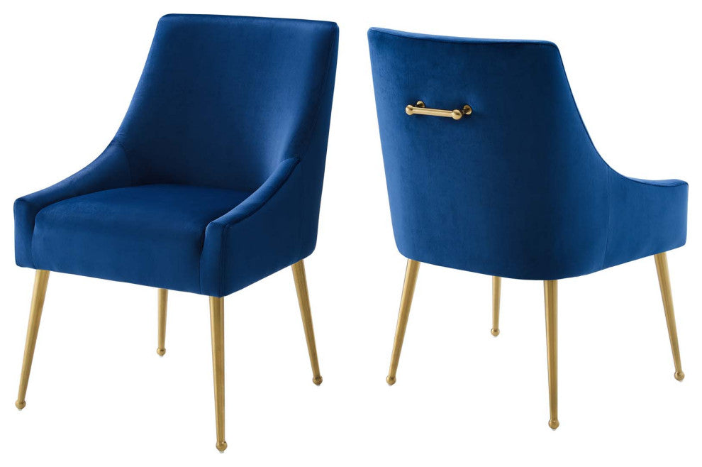 Discern Upholstered Performance Velvet Dining Chair Set of 2 - Navy