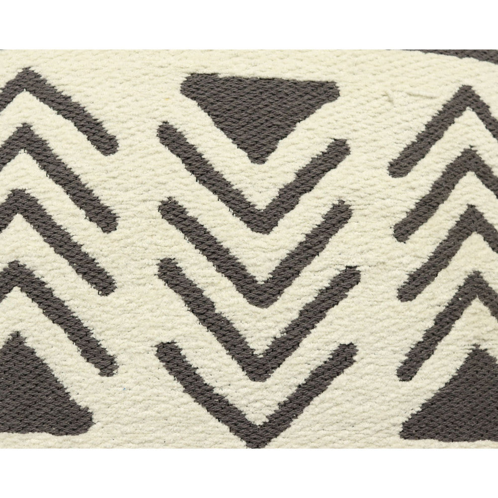 Grey Machine Woven with Tassels Merrimac Throw Pillow, 20" x 20"
