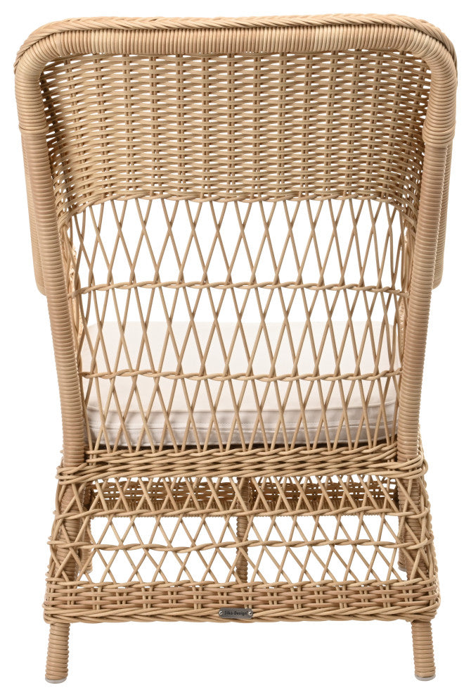 Dawn Chair With Cushion, Natural Finish, Canvas White Upholstery