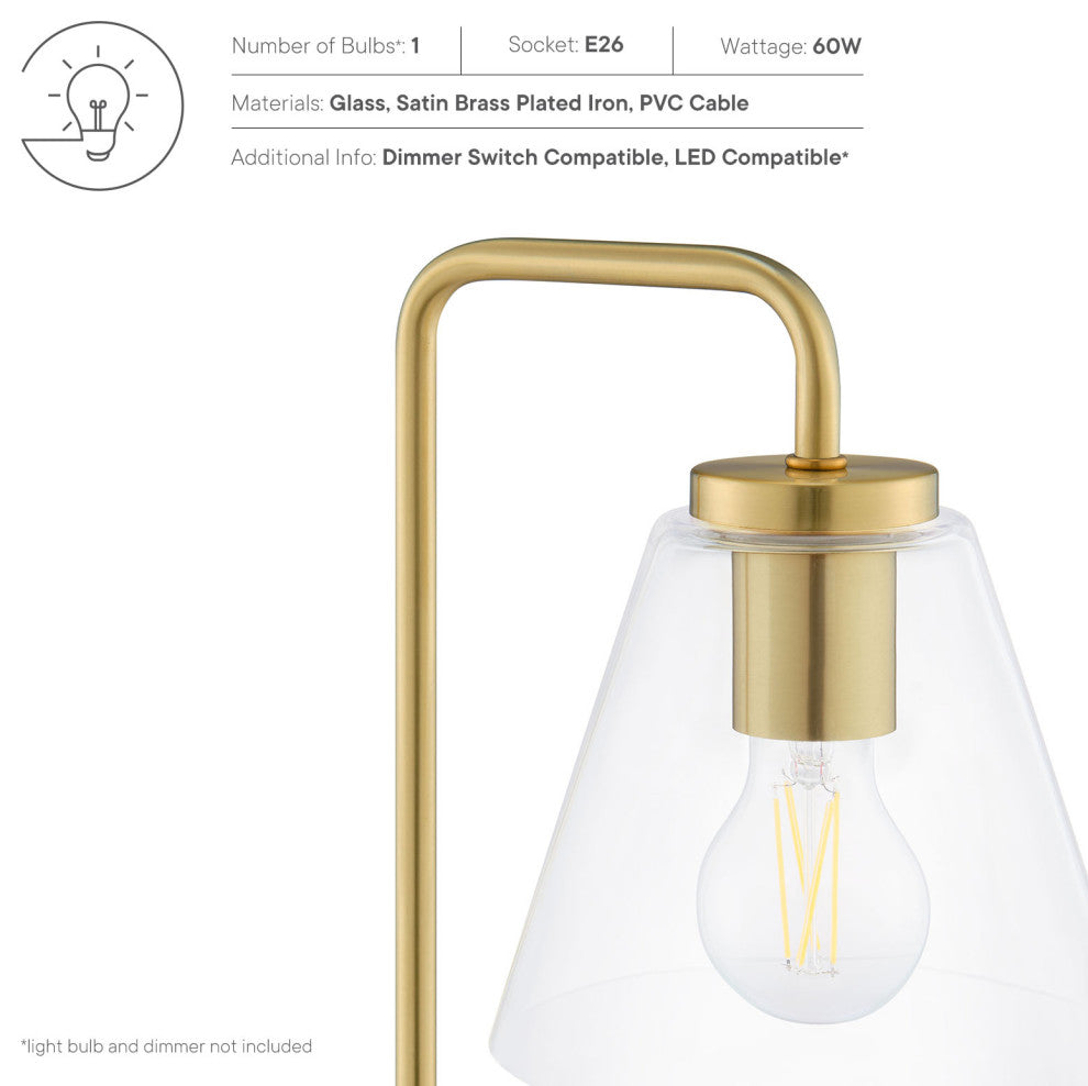 Element Glass Table Lamp, Satin Brass