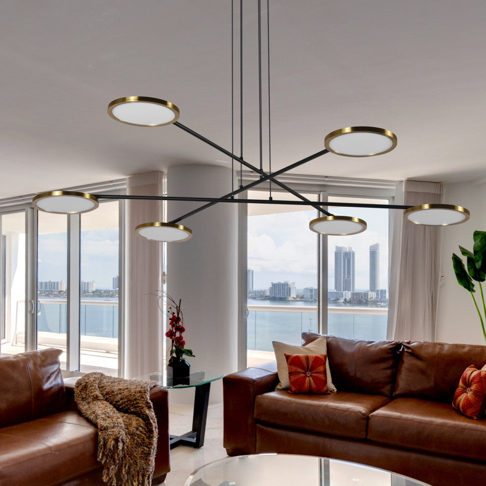 Torino 39" ETL Certified Integrated LED Chandelier, Antique Brass