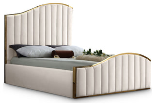 Jolie Black Velvet King Bed, Cream, King