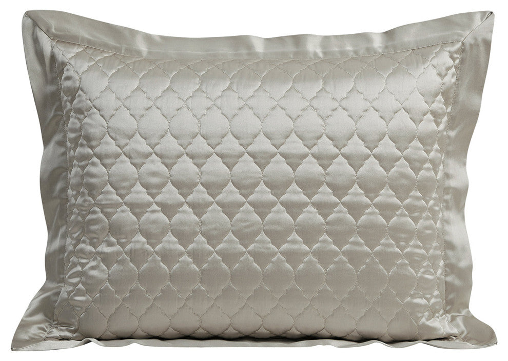 High Shine Satin Ogee Quatrefoil Quilt Pillow Sham Set, 2 Piece, Champagne, Standard