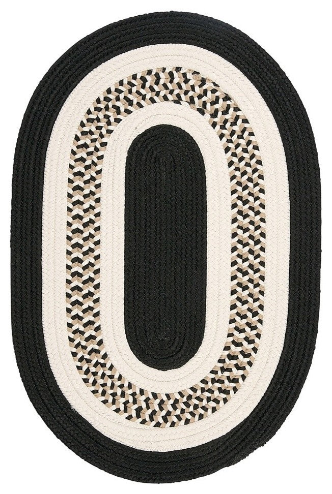 Colonial Mills Flowers Bay FB41 Black Indoor/Outdoor Area Rug, Oval 8'x11'