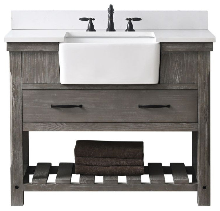 Wesley 42" Bathroom Vanity, Weathered Gray