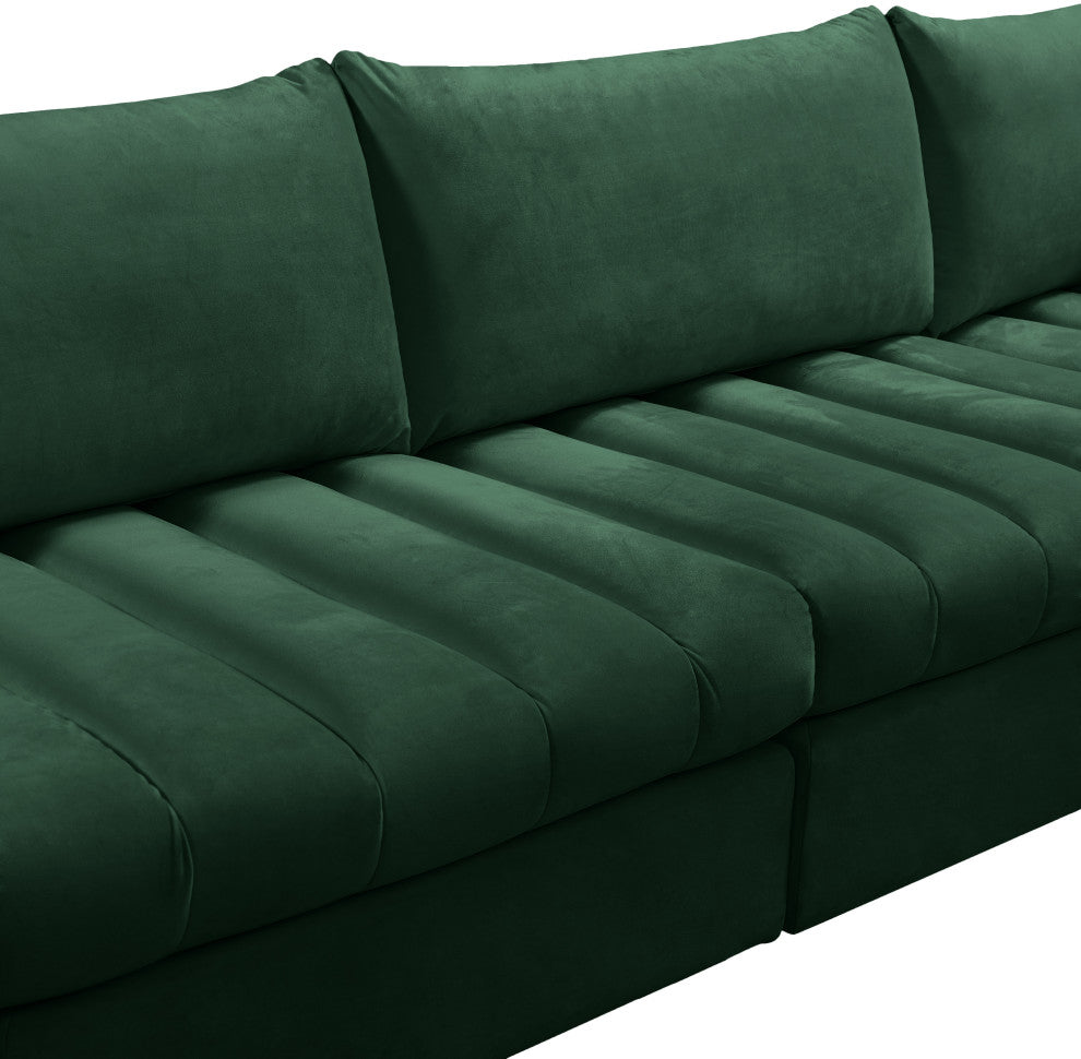 Jacob Velvet Upholstered 7-Piece U-Shaped Modular Sectional, Green