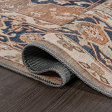 Maris Ornate Medallion Machine-Washable Beige/Blue 5 ft. x 8 ft. Area Rug