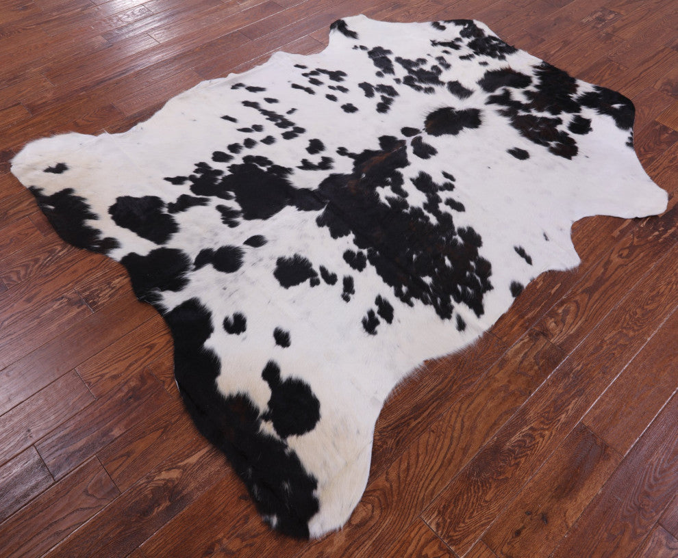 Black and White Natural Cowhide Rug 7' 2" X 5' 10" C1555