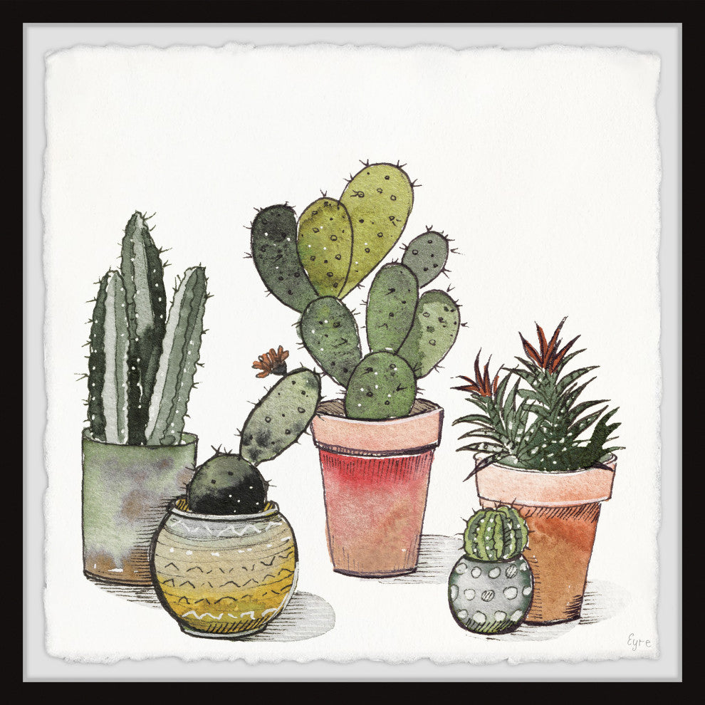 "Cactus Beauties" Framed Painting Print, 12x12