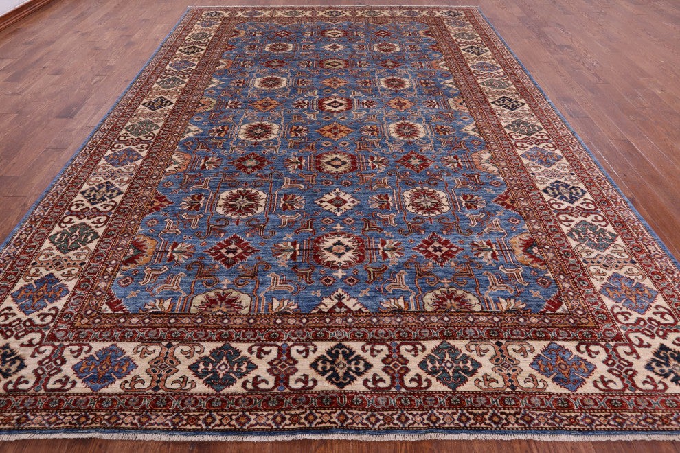 Super Kazak Geometric Hand-Knotted Rug 10' 0" X 13' 8" Q10603