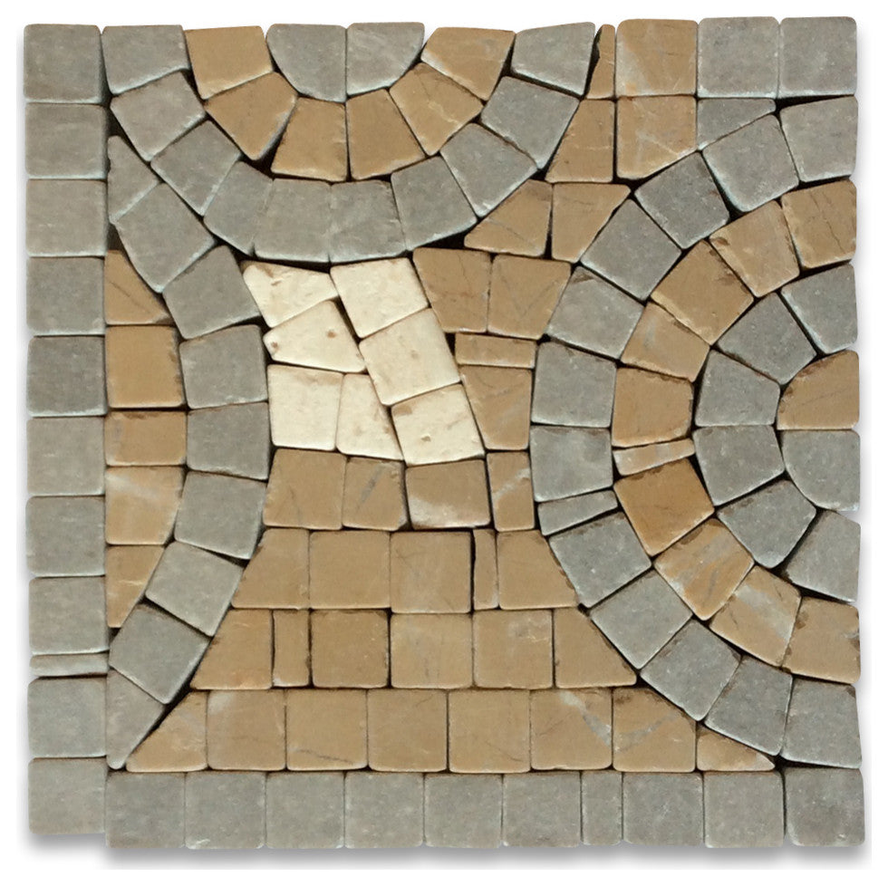 Marble Mosaic Border Bathroom Decorative Insert Tile Swirl 4x4 Tumbled, 1 piece