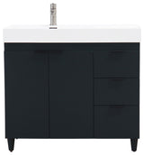 39" Single Sink Vanity, Dark Gray With White Composite Granite Sink Top